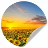 Bloemen - Zonnebloem - Zonsondergang - Nacht - Oranje Wandcirkel behangsticker klein -3d