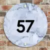 Blauw marmer - Traditioneel Naambord Rond klein -sfeer2