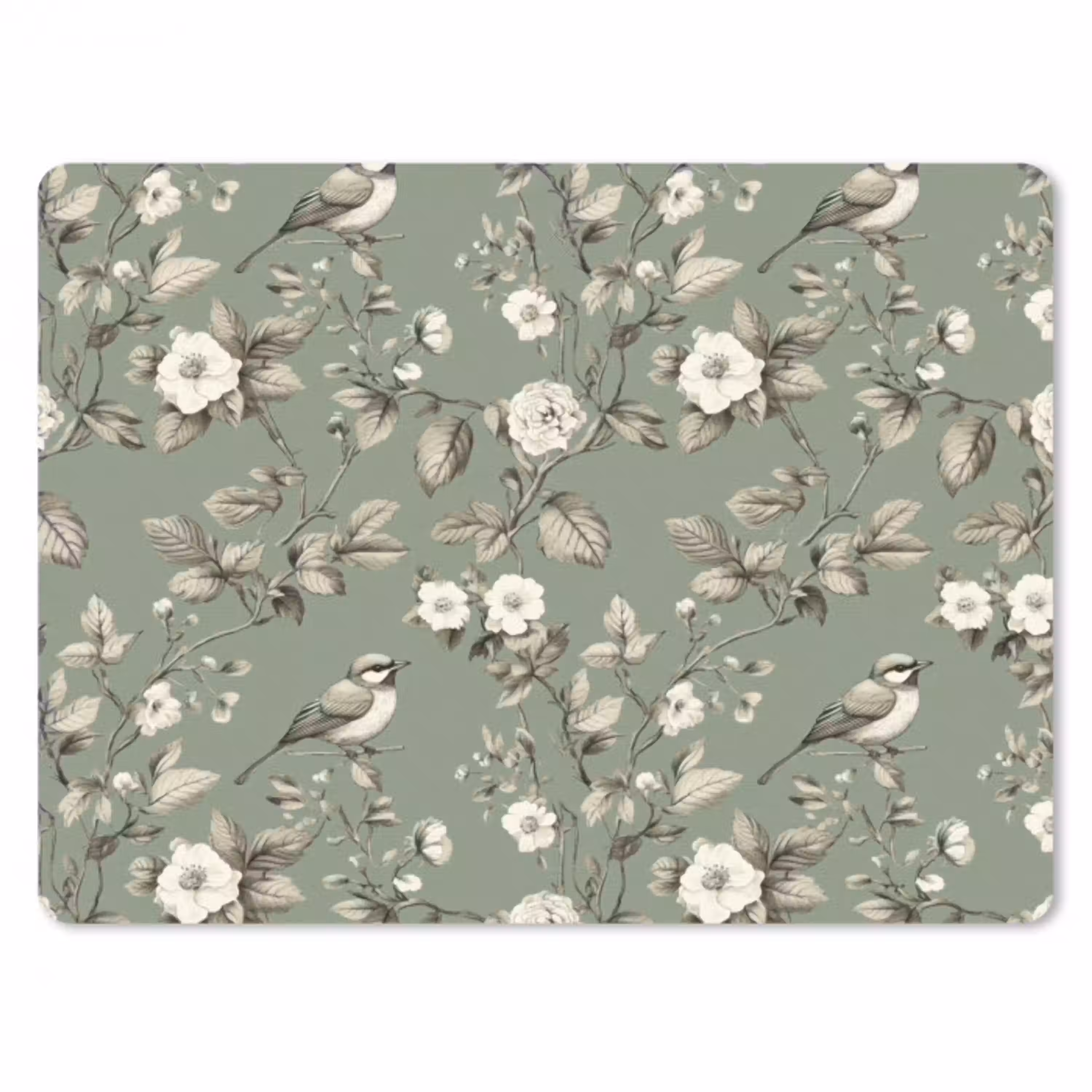 Botanisch - Vogels - Groen muismat rubber klein 262 -3d
