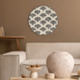 Waaiers - Botanisch - Zwart - Beige Akoestische PET Vilt - Rond klein 838 -sfeer1