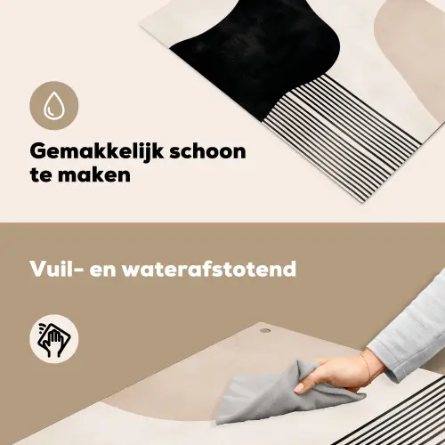 Abstract - Japandi - Beige - Modern Inductie beschemer met haakjes klein -ky-schoon-nl
