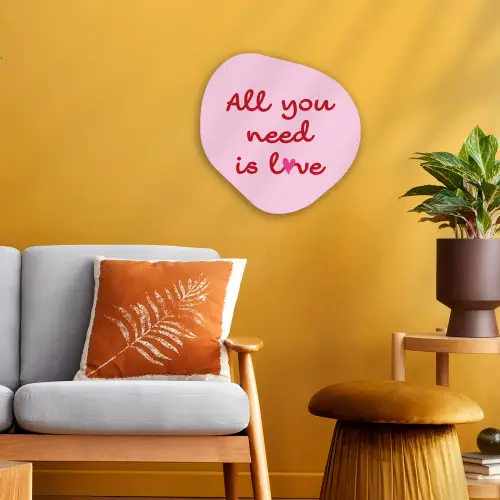 Tekst - Roze - Love - Hart Wandcirkel Organisch Forex 3mm klein -sfeer4