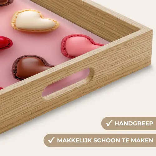 Macarons - Hartjes - Kleurrijk - Roze Dienblad Rechthoek middel -USP_HandgreepNL