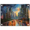 Auto - Skyline - Zon - Blauw tuinposter los doek klein -3d