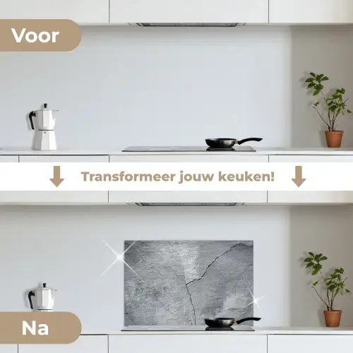 Beton - Grijs - Scheur keuken achterwand spatscherm klein -voor_na_NL