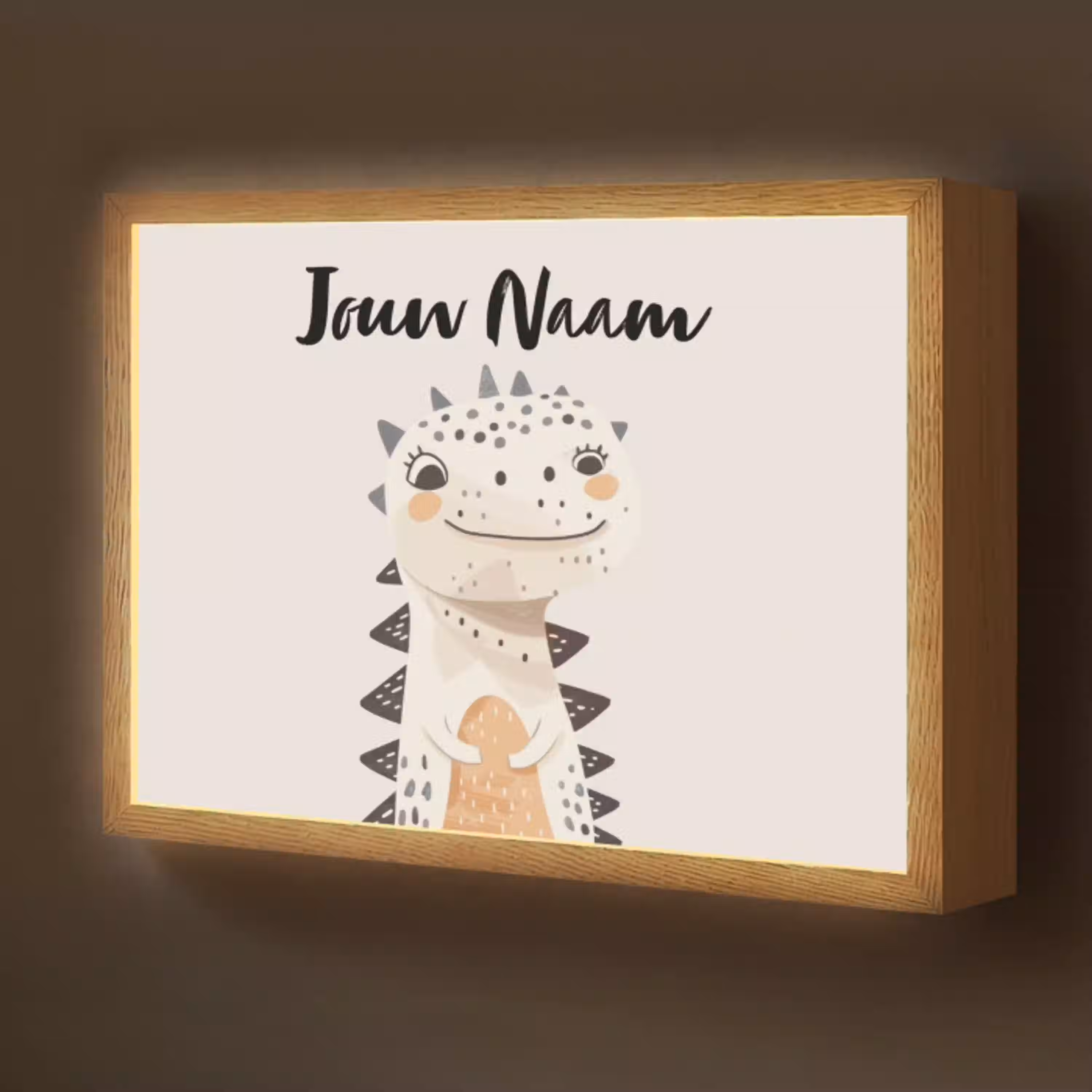 Dinosaurus - Pastel kleuren Light Box met batterij (Wandlamp kind) middel -z3d_website
