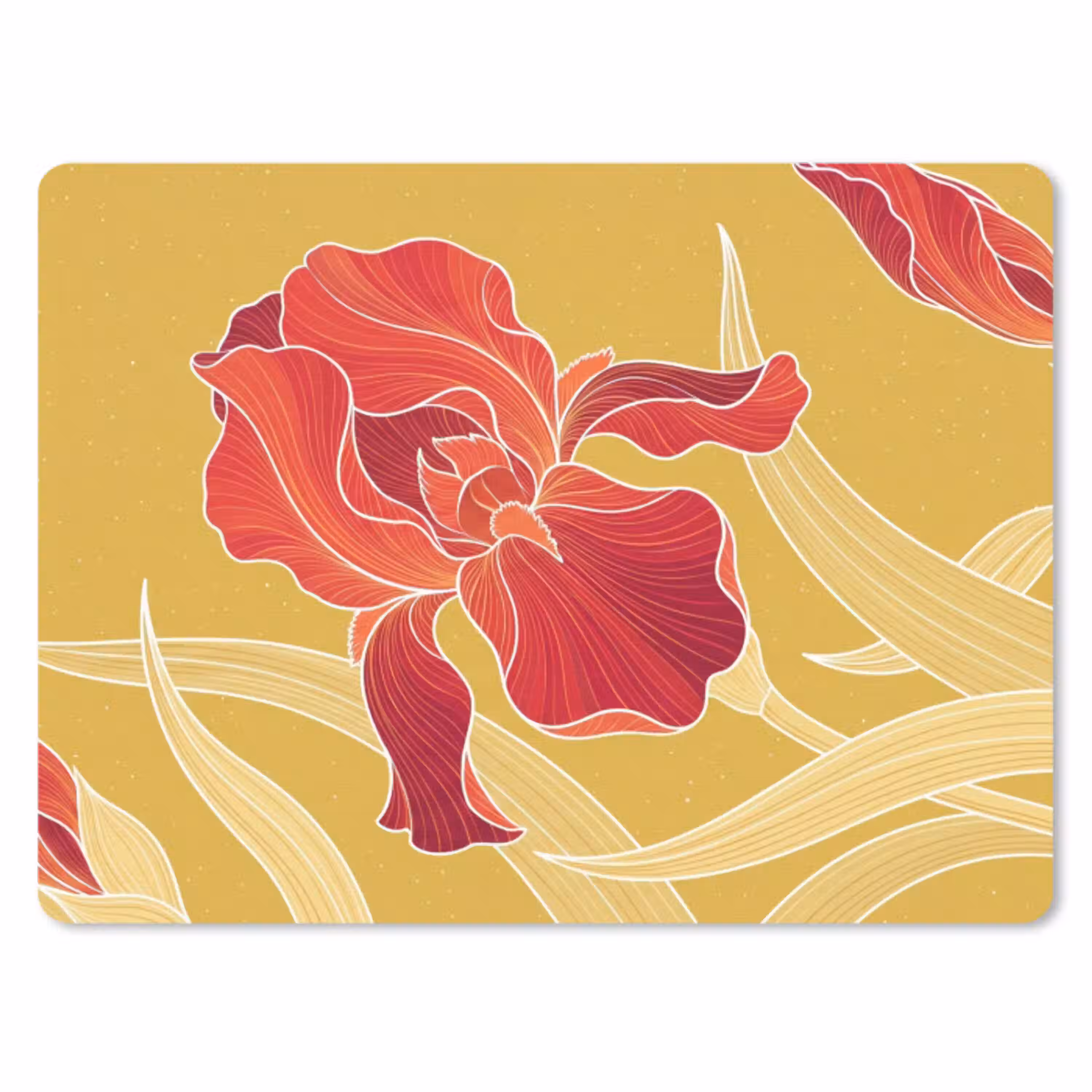 Bloemen - Illustratie - Rood muismat rubber klein -3d