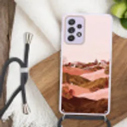 Heuvellandschap - Grafisch - Terracotta Hoesje Samsung Galaxy A52 5G met koord klein -sfeer4