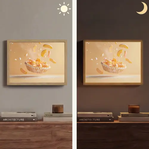 Peach - Eten - Taart - Oranje Light Box met batterij (Wandlamp) middel -sfeer3