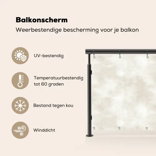 Subtiel - Structuur - Beige Balkonbeschermer Duitsland klein 596 -specs_NL