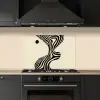 Beige - Lijnen - Golvend -  Abstract keuken achterwand spatscherm klein -sfeer1
