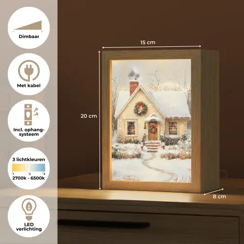 Kerst - Huis - Winter - Sneeuw Light Box met kabel (Tafellamp) klein -USP_NL