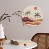 Palmbomen - Abstract - Zon - Heuvels Akoestische PET Vilt - Rond klein -sfeer3