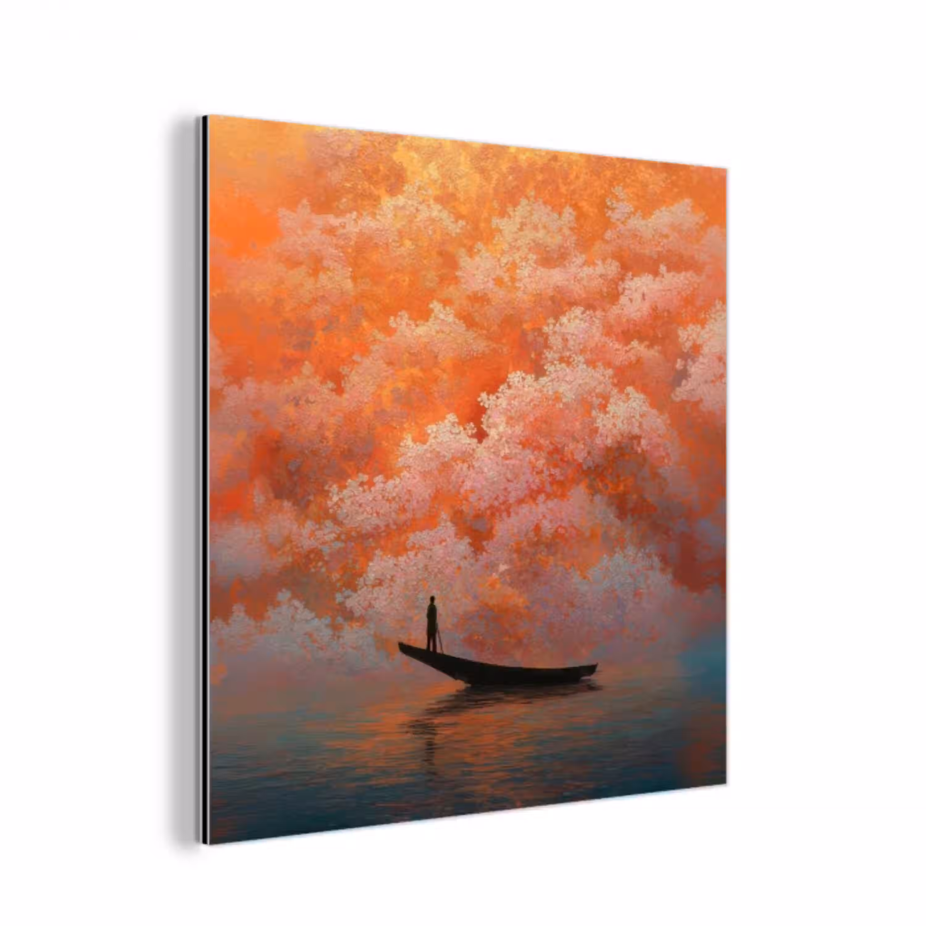Zee - Boot - Wolken - Oranje aluminium wit klein -3d
