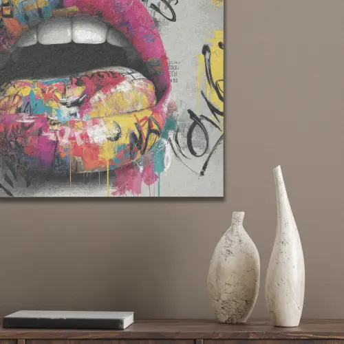 Lippen - Graffiti - Expressief PET vilt klein -sfeer6_closeup