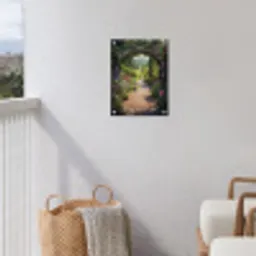 Doorkijk - Bloemen - Natuur - Rozenboog tuinposter los doek klein -sfeer8