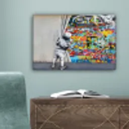 Graffiti - Illusie - Jongen - Street art canvas 2cm klein -sfeer4