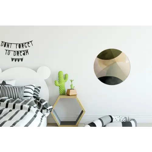 Vlakken - Abstract - Beige - Cirkels Wandcirkel aluminium klein -kinderkamer