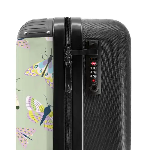 Summer memories - Vlinders en motten op saliegroene achtergrond NBS - Handbagage koffer - Kinderen Unisex middel -slot