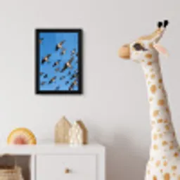 Zwaluwen - Vliegen - Blauw fotolijst zwart zonder passe partout klein -usfeer4_kinderkamer