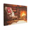 Winter - Kerst - Huis - Openhaard Tuinposter op houten frame 2 cm dik klein -3d