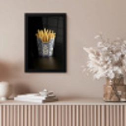 Friet - Porselein - Delfts blauw - Eten fotolijst zwart zonder passe partout klein -sfeer5