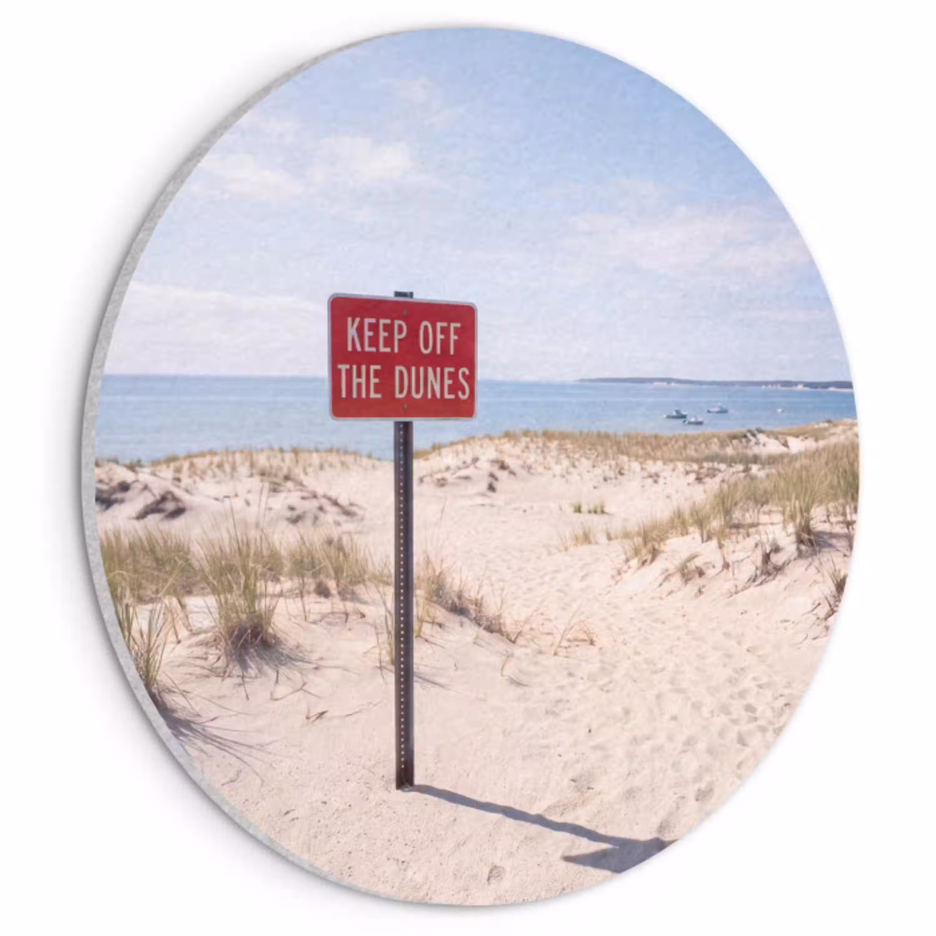 Duin - Bord - Kust - Landschap - Rood Akoestische PET Vilt - Rond klein -3d