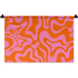 Patroon - Roze - Oranje - Abstract - Modern Wandkleed katoen klein -zz3d