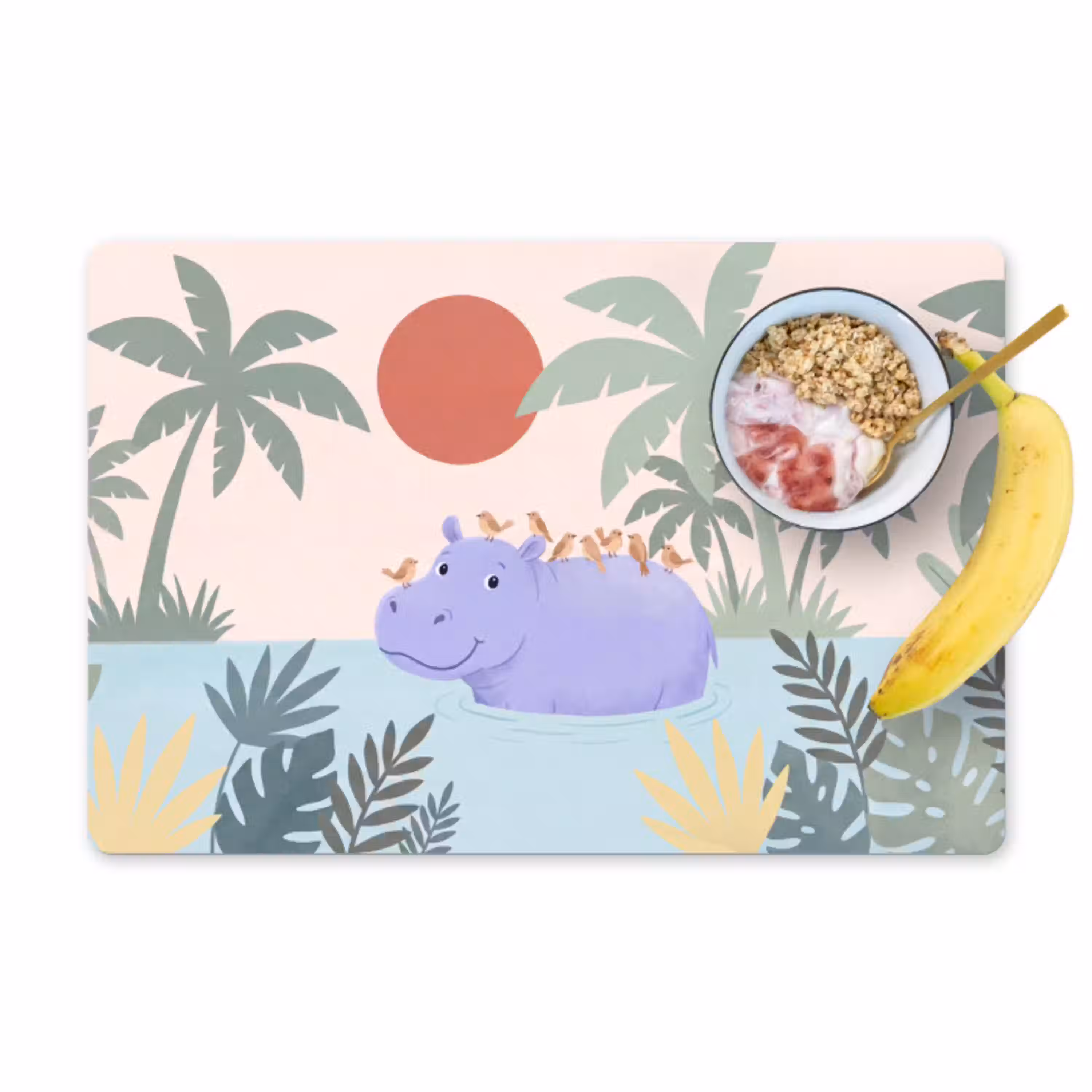 Dieren - Vogel - Water - Natuur - Illustratie Placemat vinyl groot -zzzproduct_Kitchenyeah-website