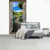 Doorkijk - Hortensia - Pad - Natuur fotobehang vinyl groot -slaapkamer