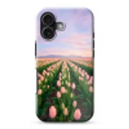 Tulpen - Landschap - Roze Toughcase MagSafe Apple iPhone 17 klein -3d