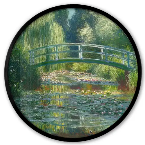 Brug - Hout - Vijver - Waterlelies Fotolijst rond zonder passe partout klein -3d