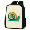 Slak - Regenboog - Kleurrijk Rugzak - Zwart middel -schuin