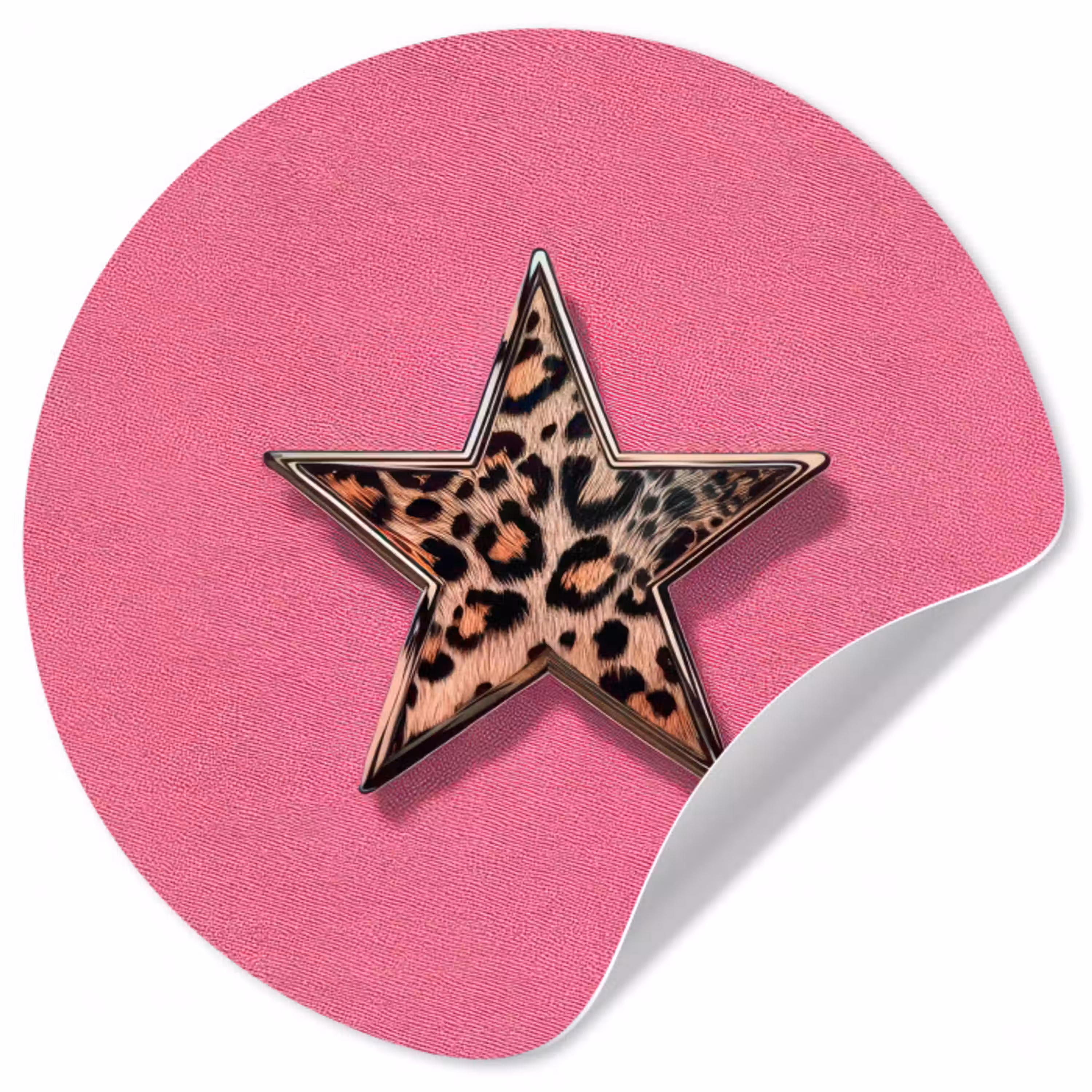 Ster - Luipaard - Print - Roze Wandcirkel behangsticker klein -3d