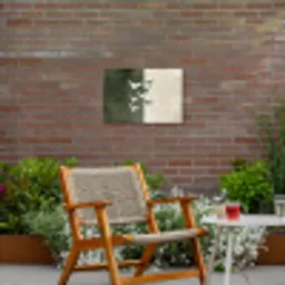 Japandi - Vogel - Groen Tuinposter op houten frame 2 cm dik klein -sfeer3