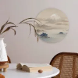 Japans - Landschap - Beige Akoestische PET Vilt - Rond klein -sfeer3