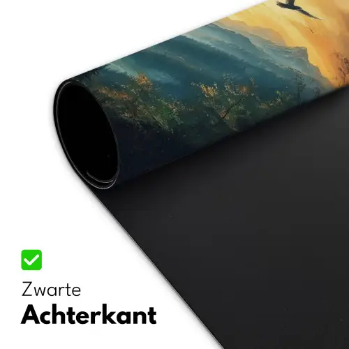 Vogels - Zon - Bomen - Groen Muismat XXL klein -sfeer2