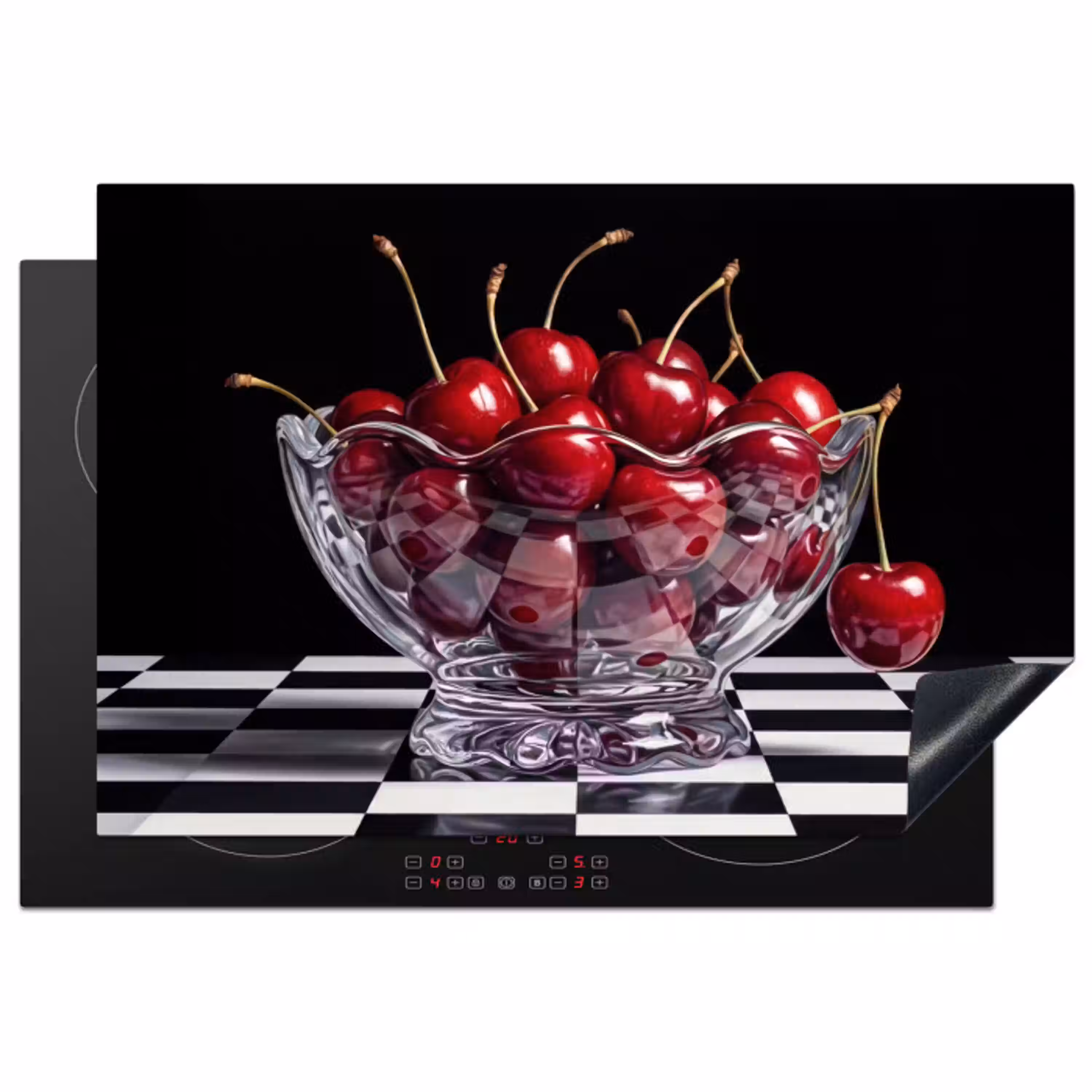 Eten - Kersen - Rood Inductie beschermer vinyl 3mm klein -3d