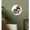 Piano - Oranje - Zwart - schets lijnen Wandcirkel behangsticker klein -sfeer2