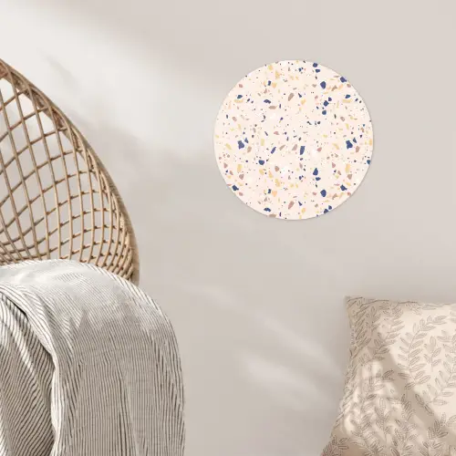 Terrazzo -  Patroon - Kleurrijk - Indigo Wandcirkel behangsticker klein 186 -sfeer4