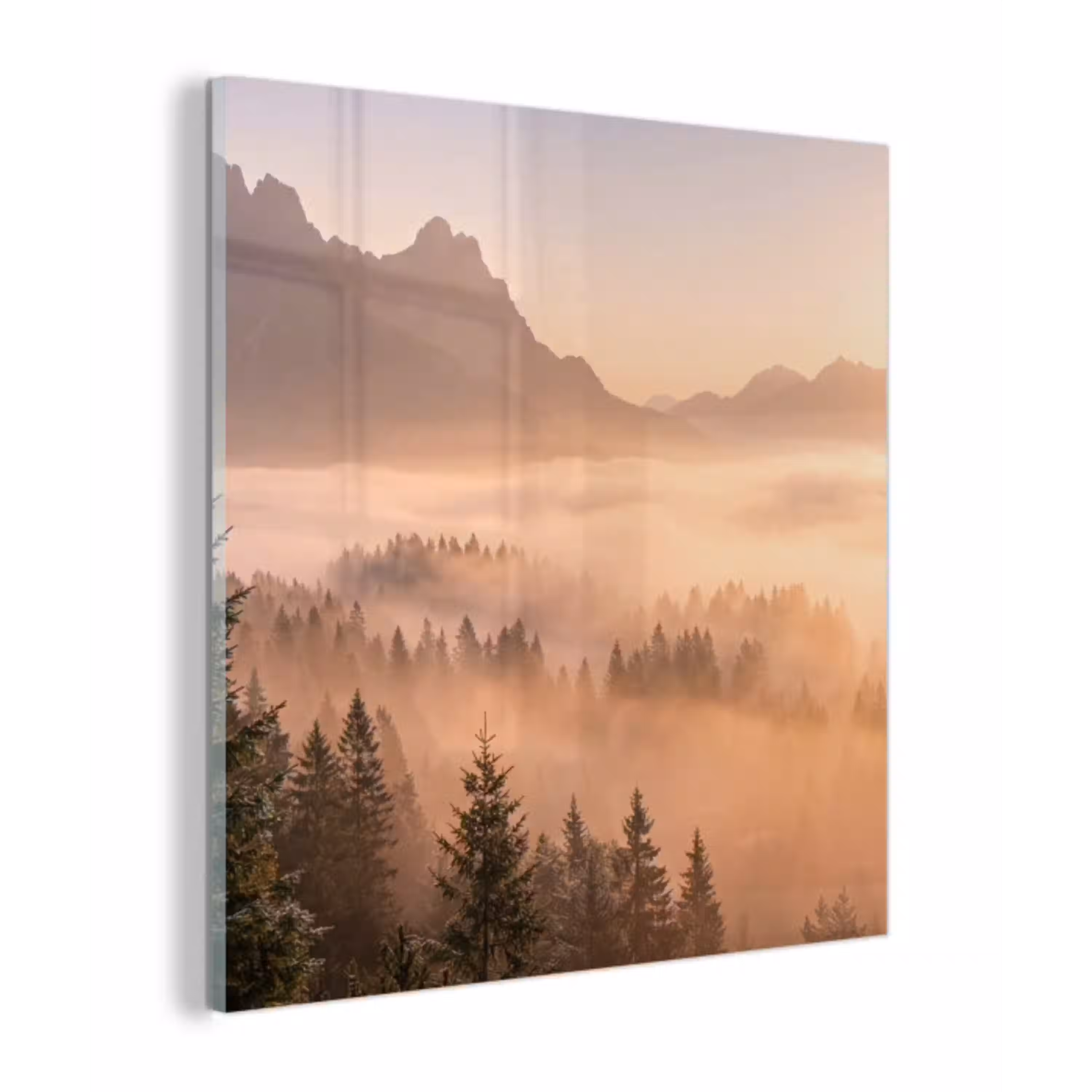 Zonlicht - Mist - Bergen - Bomen plexiglas 5mm klein -z3d