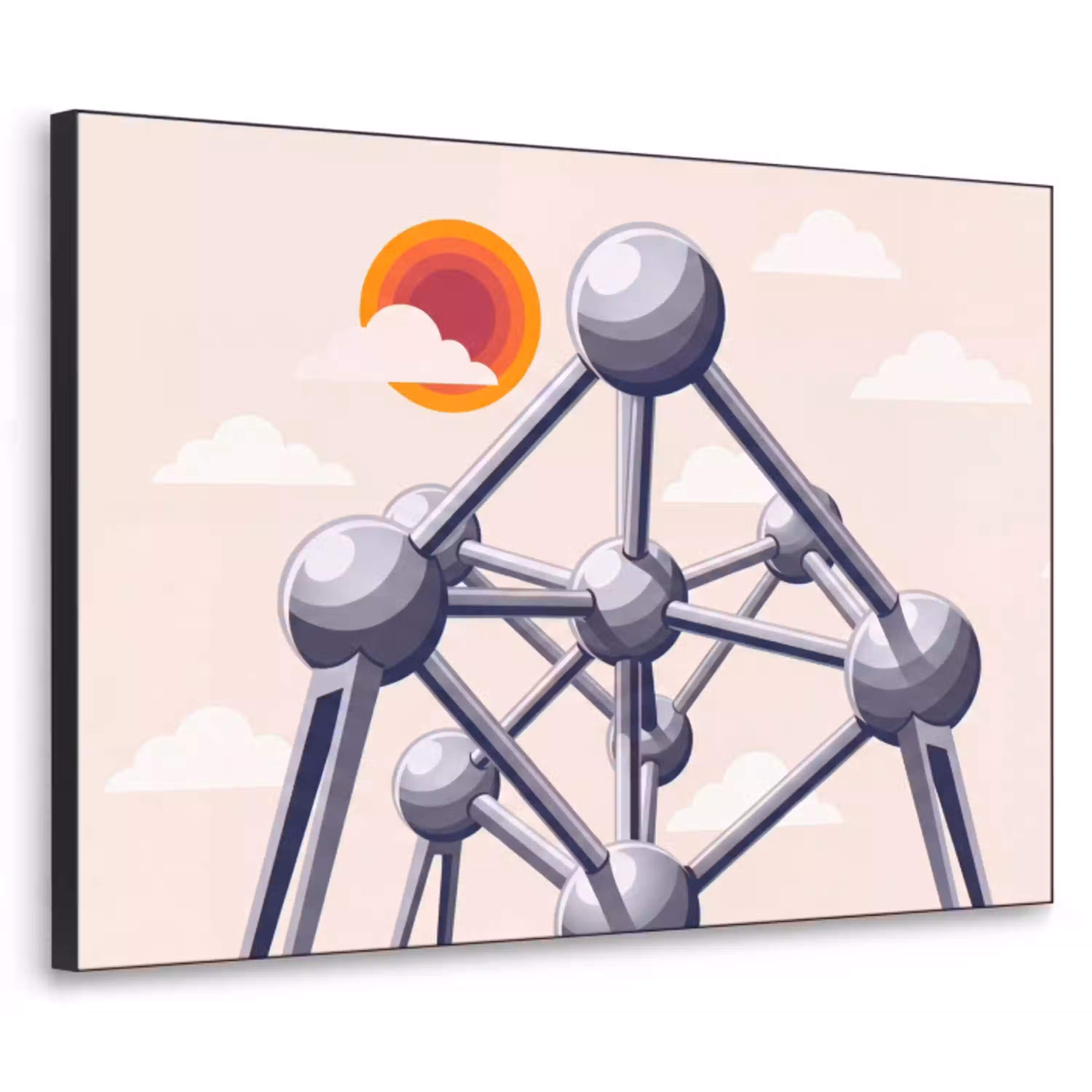 Architectuur - Geometrie - Stad - Modern - Grijs Textielframe zwart klein -3d