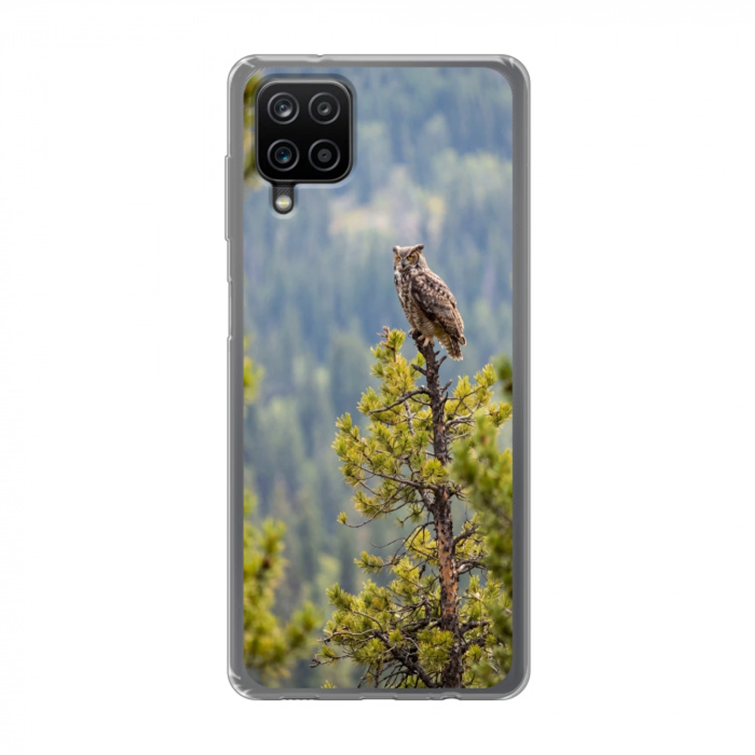 Uil - Oehoe - Bomen - Natuur Telefoonhoesje Samsung Galaxy A12 klein -3d