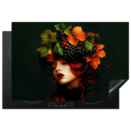 Vrouw - Rood - Groen - Druiven Inductie beschermer vinyl 3mm klein -3d