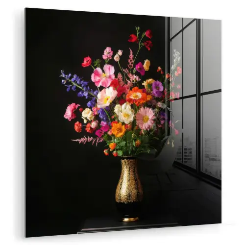 Kleurrijk - Boeket - Vaas - Goud plexiglas 5mm klein -zzzproduct_nieuw