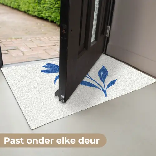 Bloem - Blaadjes - Minimalistisch - Blauw Deurmat klein -USP_NL