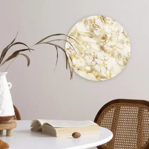 Warm - Gouden - Marmer - Patroon Wandcirkel plexiglas klein 852 -sfeer4