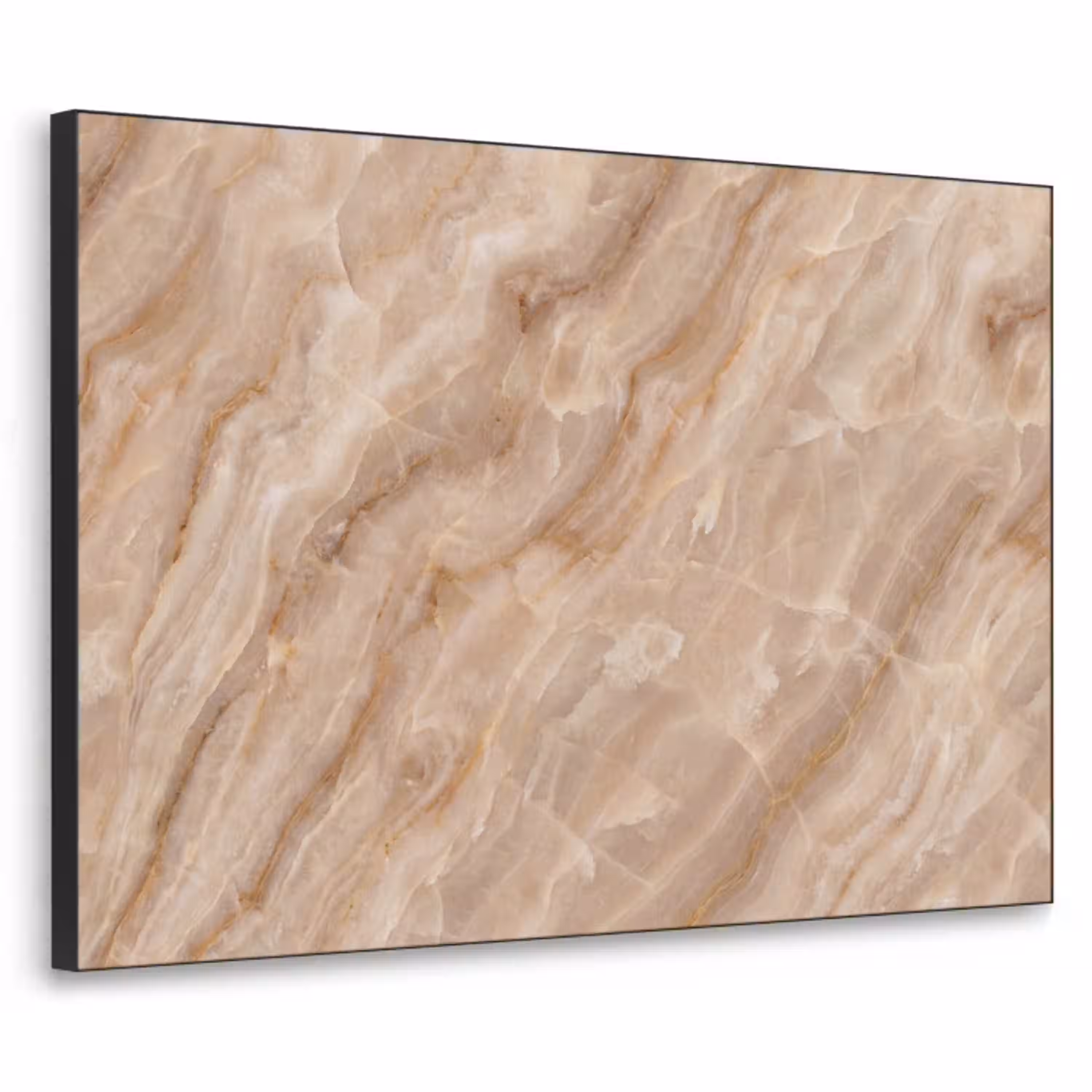 Steen - Ader - Natuur - Modern - Beige Textielframe zwart klein -3d