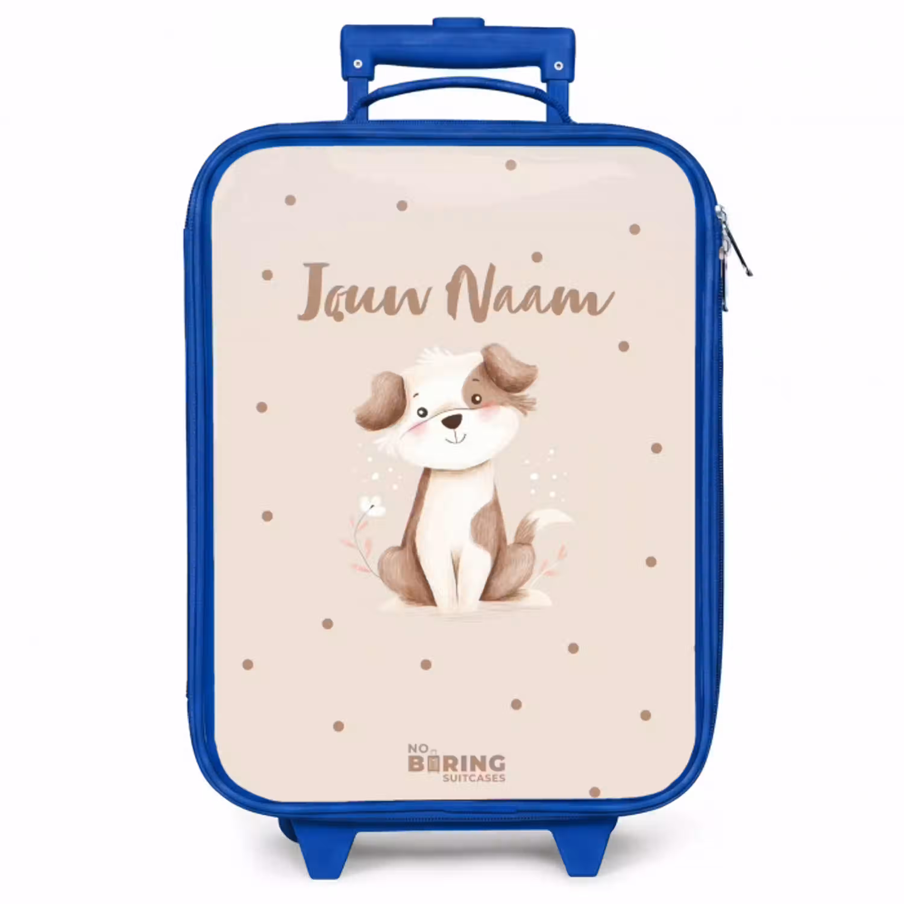 Honden pup omringd door bruine stippen Kinderkoffer - Blauw klein -zzz_website3d