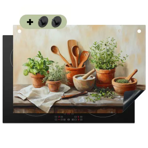 Potten - Kruiden - Hout Inductie beschemer met haakjes klein -3d